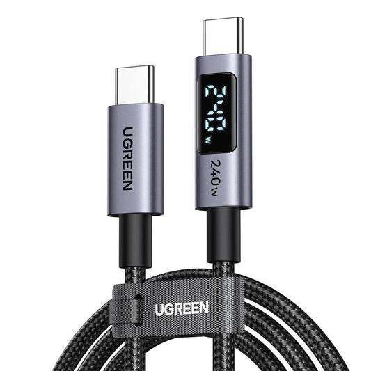 USB-C Data- og ladekabel - USB-C UGREEN 65867 Display, 240W, 2m, Grå