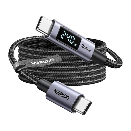USB-C Data- og ladekabel - USB-C UGREEN 65867 Display, 240W, 2m, Grå