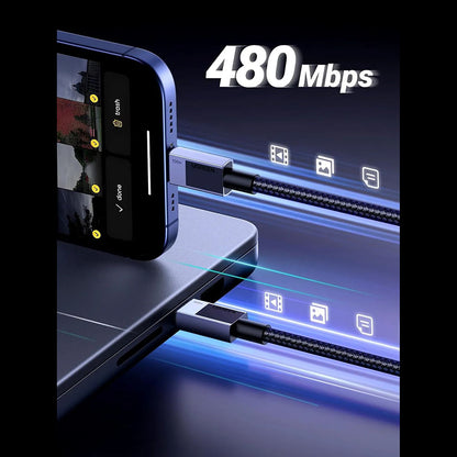 USB-C til USB-C data- og ladekabel UGREEN L512, 100W, 1m, Grå