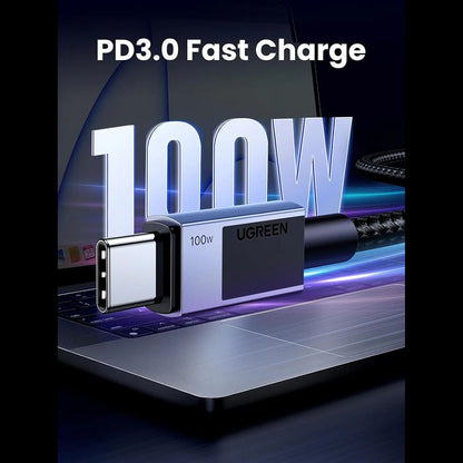 USB-C til USB-C data- og ladekabel UGREEN L512, 100W, 1m, Grå