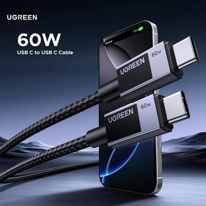 USB-C til USB-C data- og ladekabel UGREEN L524, 60W, 1m, Grå