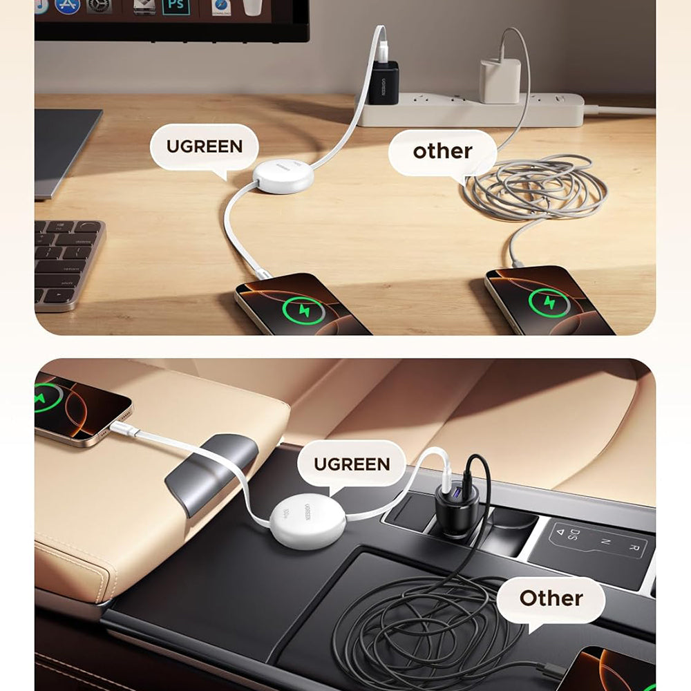 USB-C data- og ladekabel - USB-C UGREEN L531, 100W, 1m, Hvit