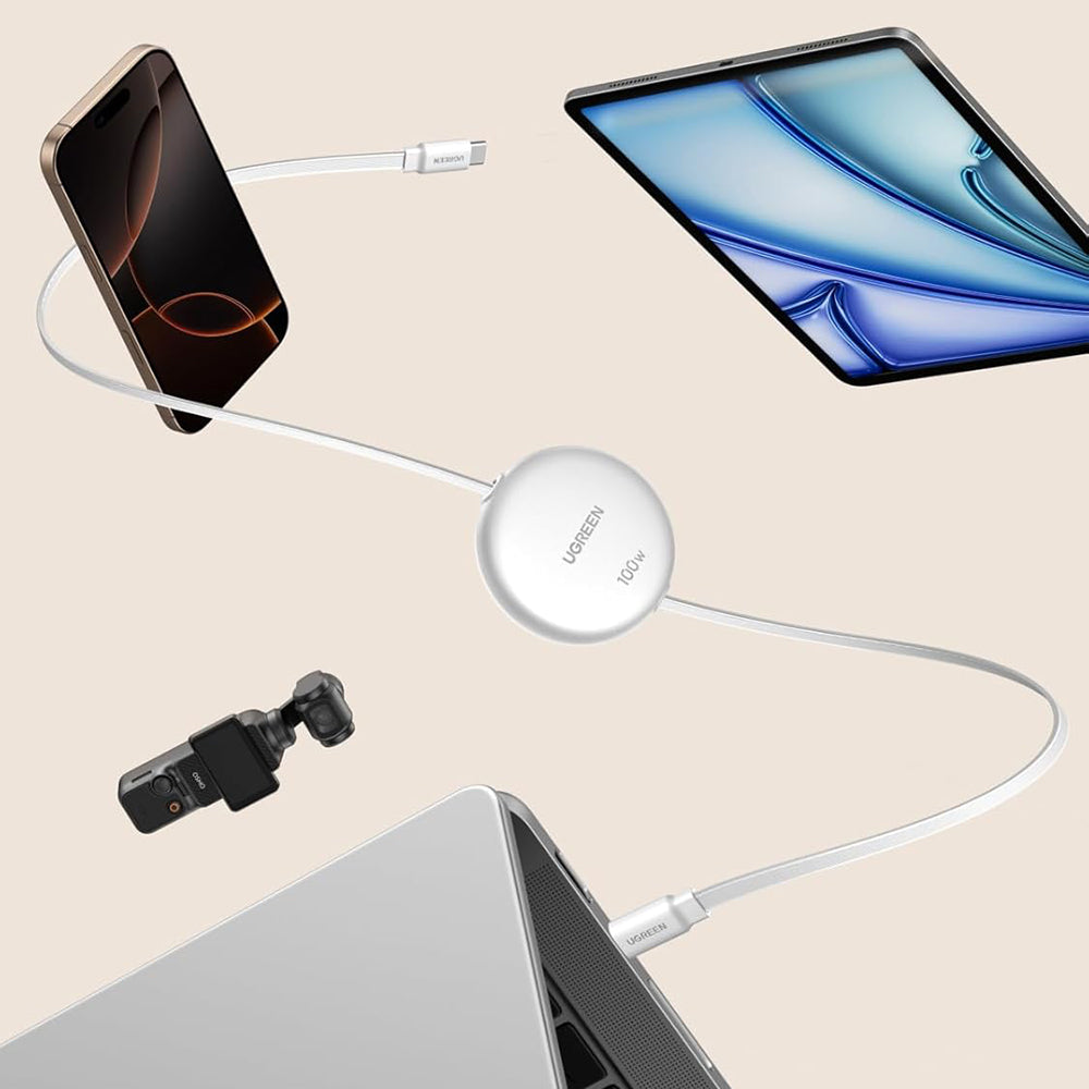 USB-C data- og ladekabel - USB-C UGREEN L531, 100W, 1m, Hvit