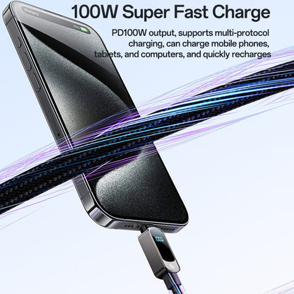 USB-C til USB-C data- og ladekabel Yesido CA179 Display, 100W, 1.2m, Svart