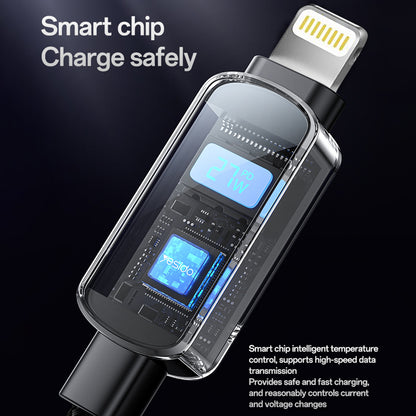 USB-C til USB-C data- og ladekabel Yesido CA180 Display, 27W, 1.2m, Svart