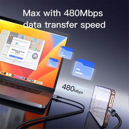 USB-C til USB-C data- og ladekabel Yesido CA181, 60W, 1.2m, Svart