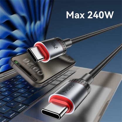 USB-C til USB-C data- og ladekabel Yesido CA185, 240W, 1.2m, Svart