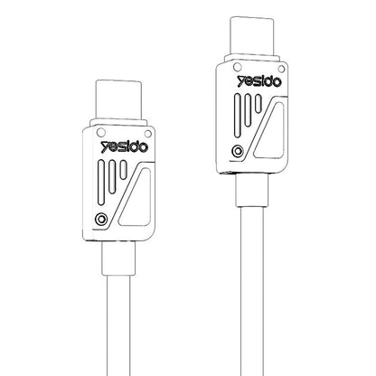 USB-C til USB-C data- og ladekabel Yesido CA196, 60W, 1.2m, Svart