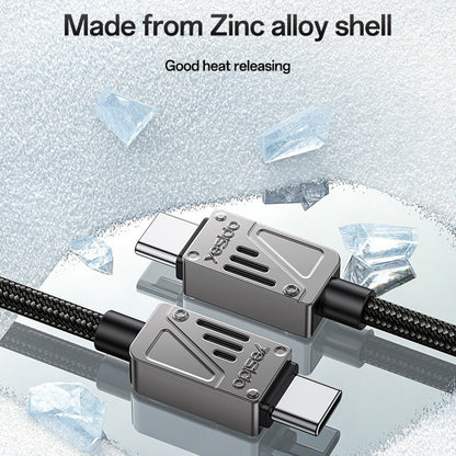 USB-C til USB-C data- og ladekabel Yesido CA196, 60W, 1.2m, Svart