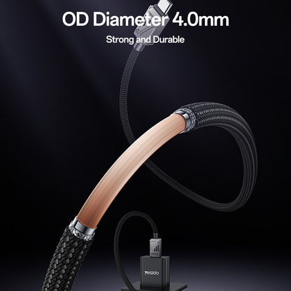 USB-C til USB-C data- og ladekabel Yesido CA196, 60W, 1.2m, Svart