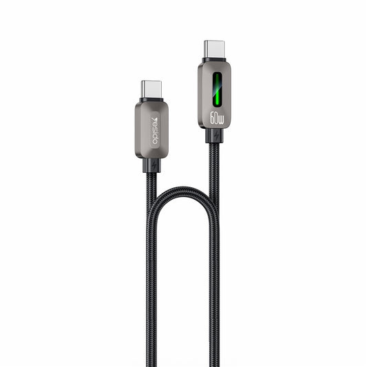 USB-C Data- og ladekabel - USB-C Yesido CA198, 60W, 1,2m, svart