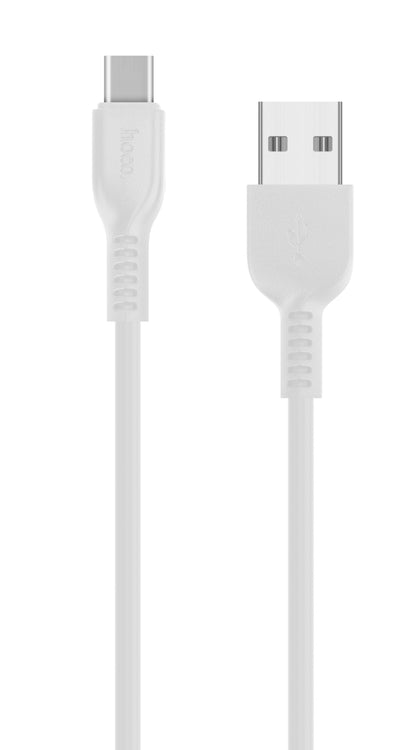USB-A - USB-C HOCO Flash X20 data- og ladekabel, 18W, 2m, Hvit