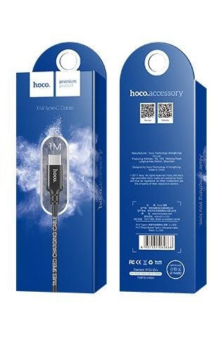 USB-A til USB-C datakabel og ladekabel HOCO X14 Times, 18W, 2m, svart