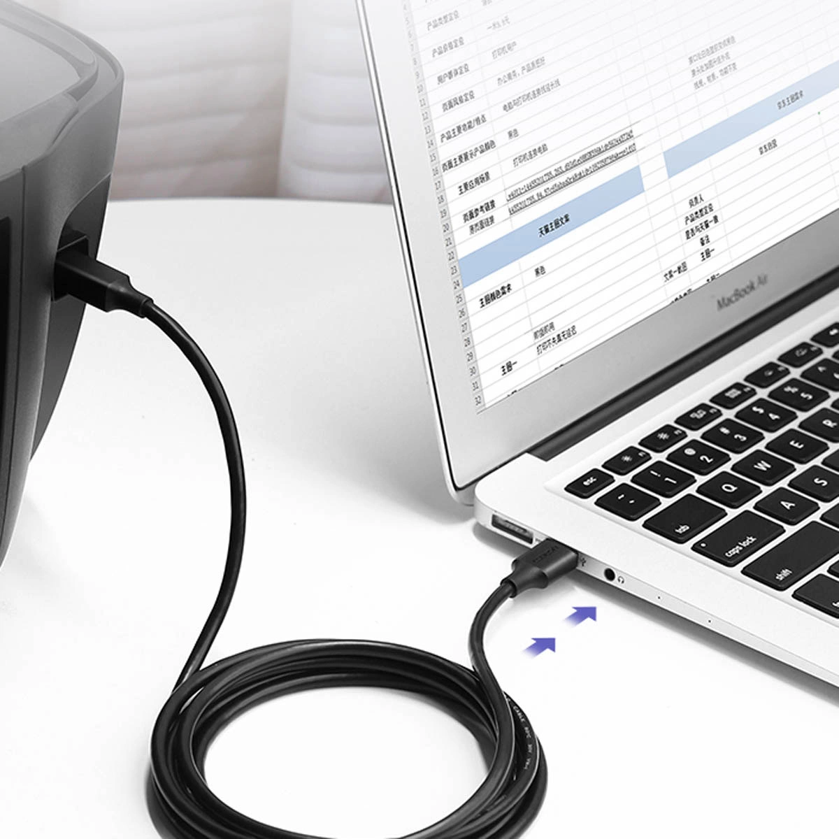 UGREEN US135 Skriverkabel, USB-A - USB-B, 5m, Svart