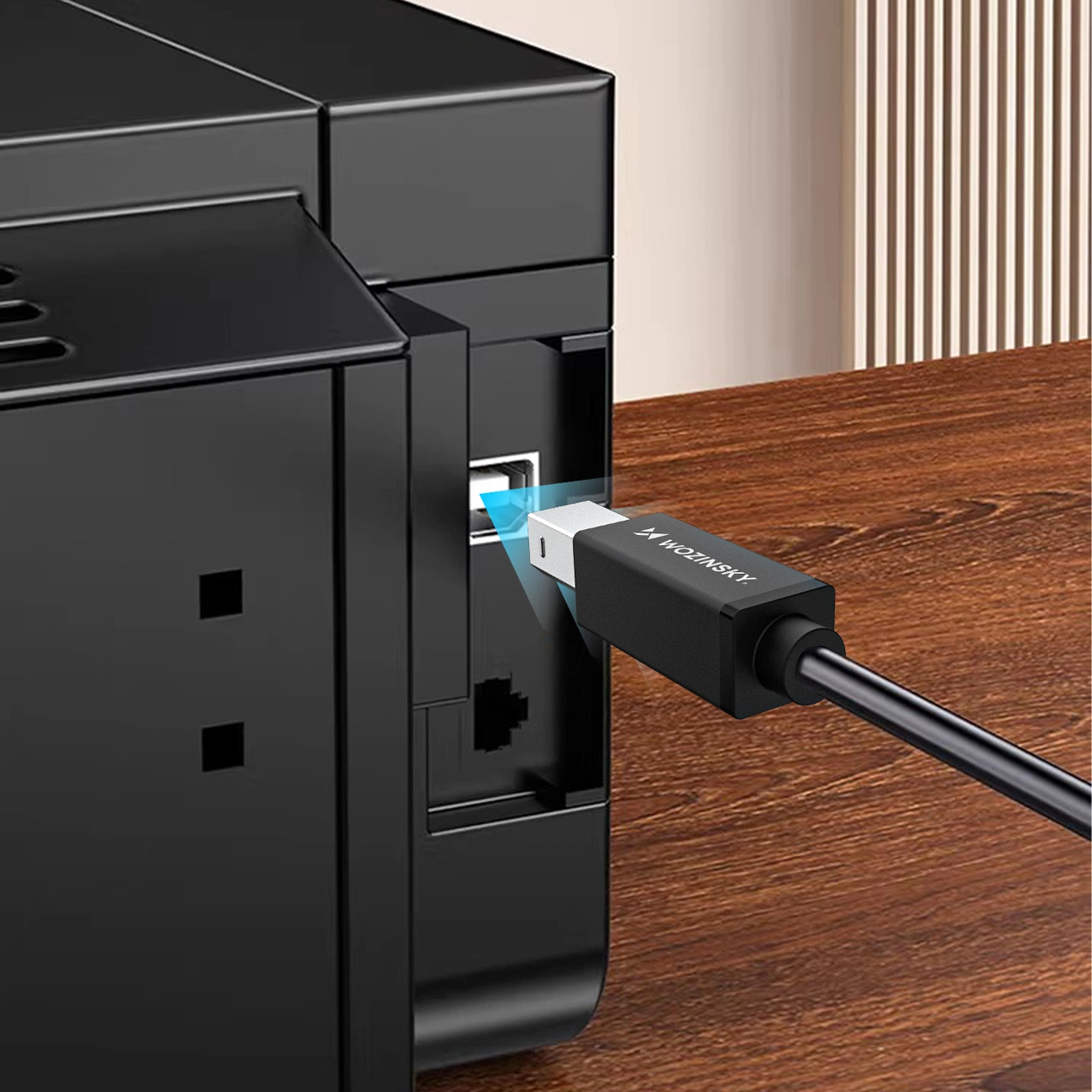 Skriverkabel WZK WKDDY1S, USB-C - USB-B, 1m, Svart