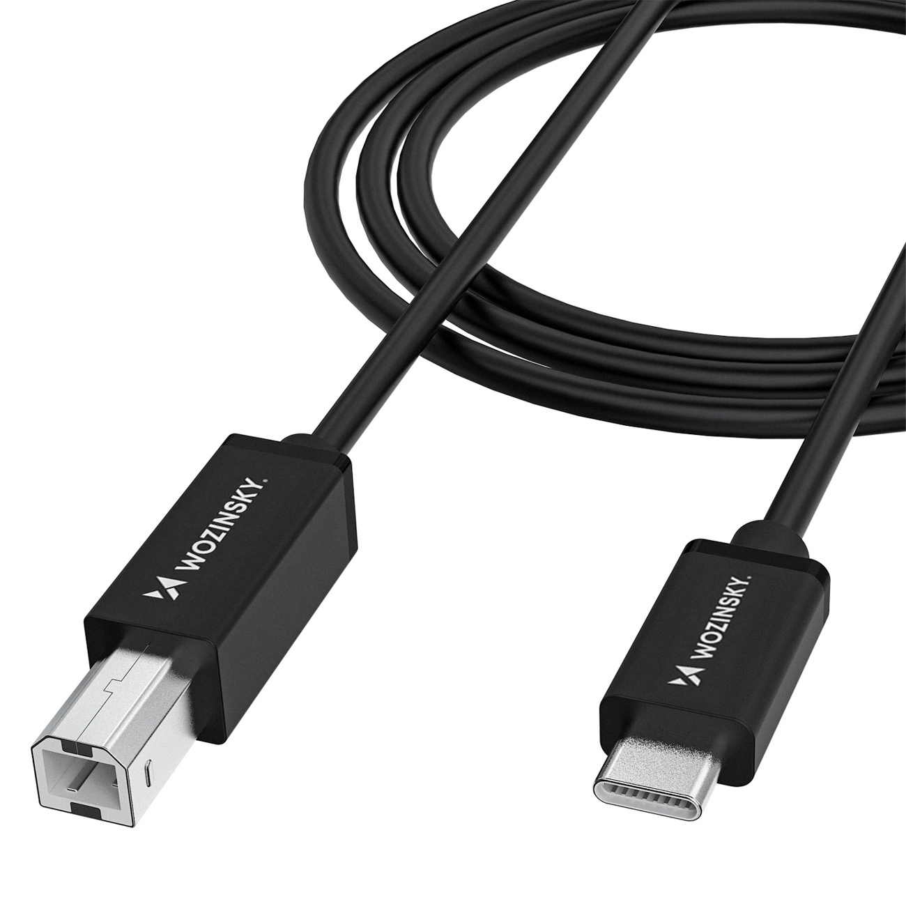 Skriverkabel WZK WKDDY2S, USB-C - USB-B, 2m, Svart