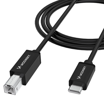 Skriverkabel WZK WKDDY2S, USB-C - USB-B, 2m, Svart