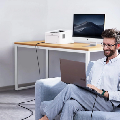 Skriverkabel WZK WKDDY2S, USB-C - USB-B, 2m, Svart