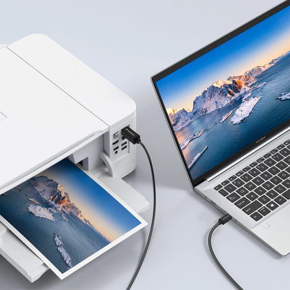 Skriverkabel WZK WKDDY2S, USB-C - USB-B, 2m, Svart