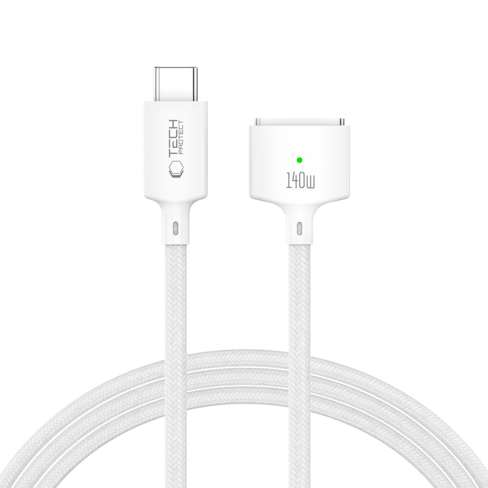Tech-Protect MMC01 Ultraboost ladekabel, USB-C - MagSafe 3, 140W, 2m, hvit