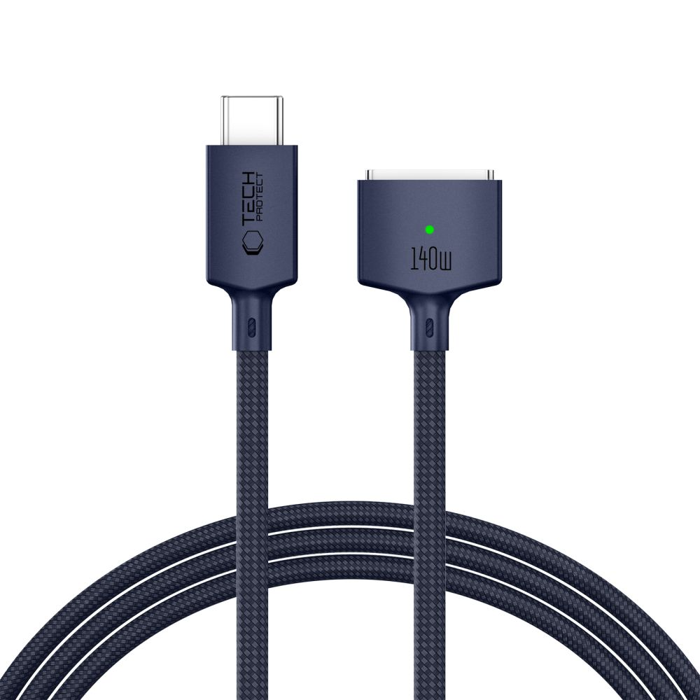Tech-Protect MMC01 Ultraboost ladekabel, USB-C - MagSafe 3, 140W, 2m, Marineblå