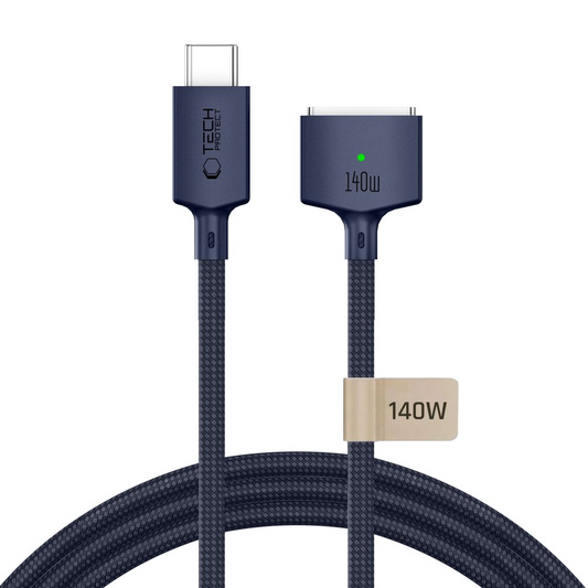 Ladekabel Tech-Protect MMC01 Ultraboost, USB-C - MagSafe 3, 140W, 3m, Marineblå