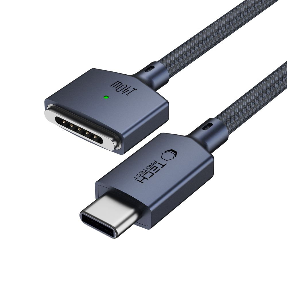 Tech-Protect MMC01 Ultraboost ladekabel, USB-C - MagSafe 3, 140W, 2m, Marineblå