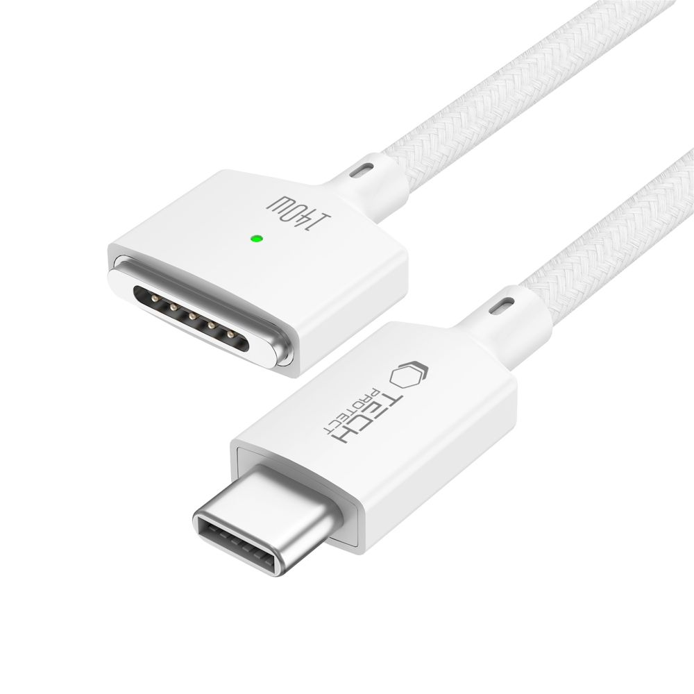 Tech-Protect MMC01 Ultraboost ladekabel, USB-C - MagSafe 3, 140W, 3m, hvit