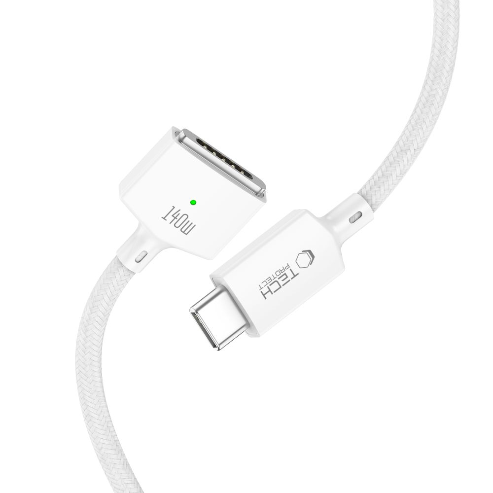 Tech-Protect MMC01 Ultraboost ladekabel, USB-C - MagSafe 3, 140W, 2m, hvit