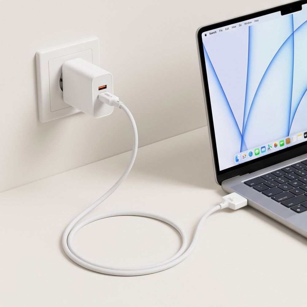 Tech-Protect MMC01 Ultraboost ladekabel, USB-C - MagSafe 3, 140W, 3m, hvit