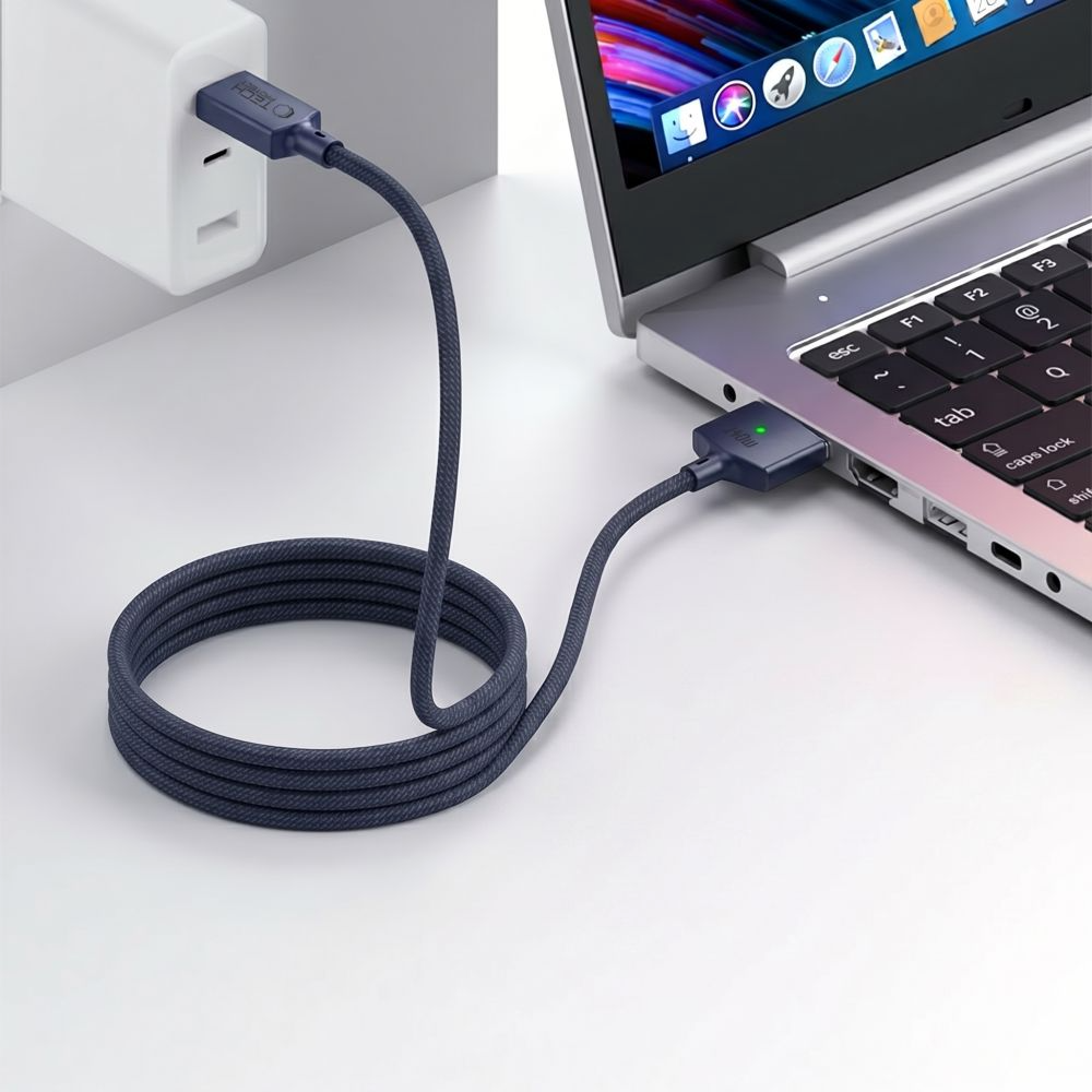 Tech-Protect MMC01 Ultraboost ladekabel, USB-C - MagSafe 3, 140W, 2m, Marineblå