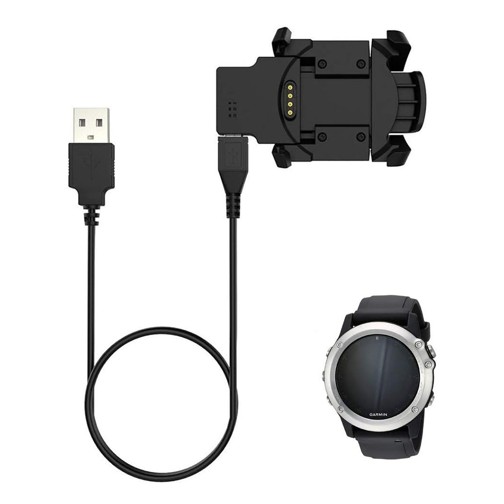 Techsuit TGC5 ladekabel for Garmin Fenix 3 Sapphire / 3 HR / 3, USB-A, Svart