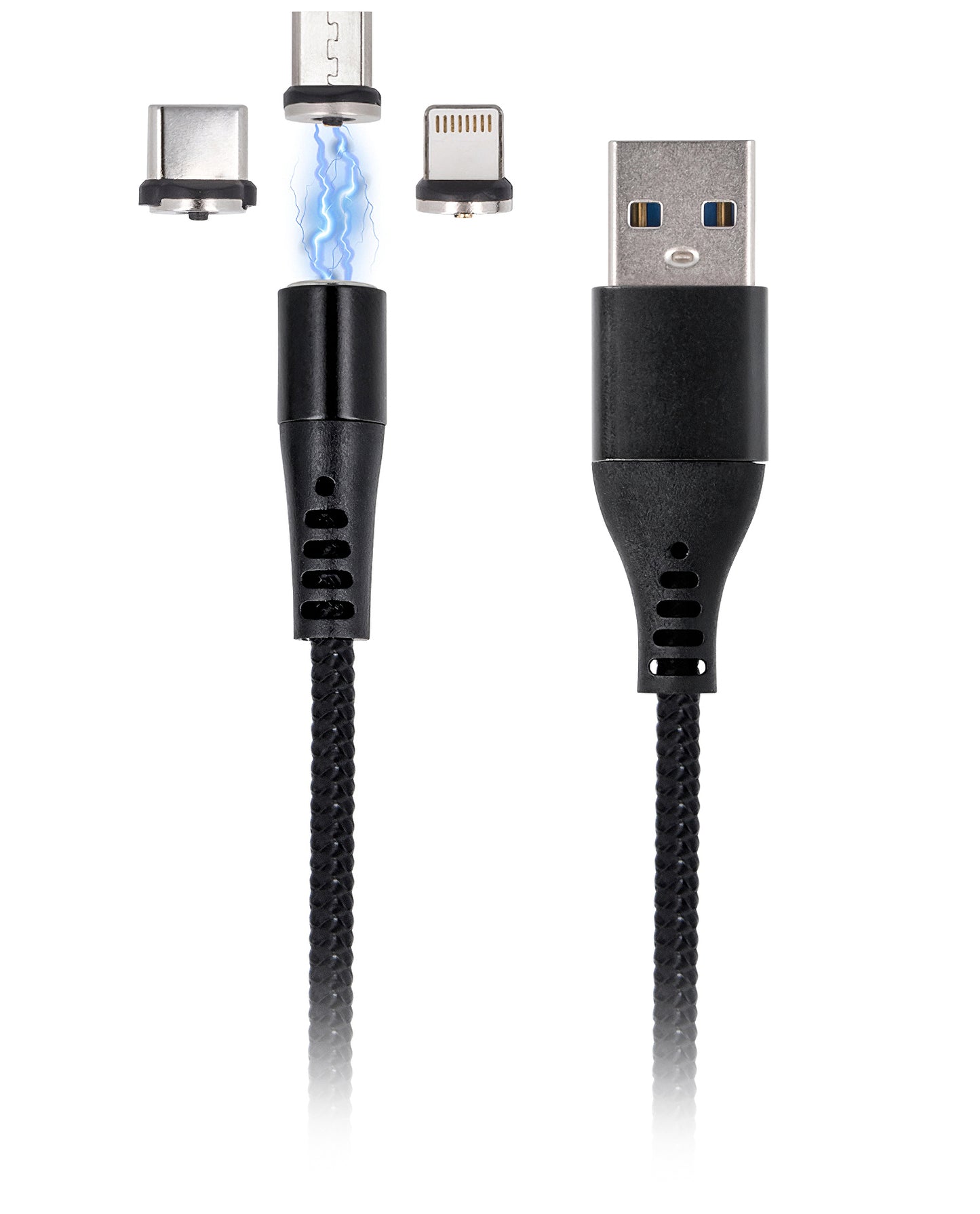 USB-A data- og ladekabel - Lightning / microUSB / USB-C MaXlife MXUC-02-2 3in1, 18W, 1m, svart