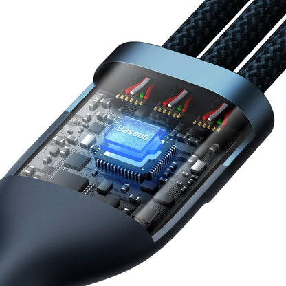 USB-C / USB-A ladekabel - Lightning / microUSB / USB-C Baseus Flash Series II, 100W, 1,2m, Marineblå CASS030103