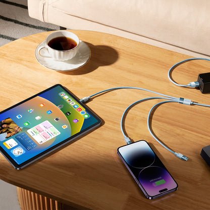 USB-A - Lightning / microUSB / USB-C Baseus StarSpeed 3in1 ladekabel, 20W, 1.2m, Blå CAXS000017