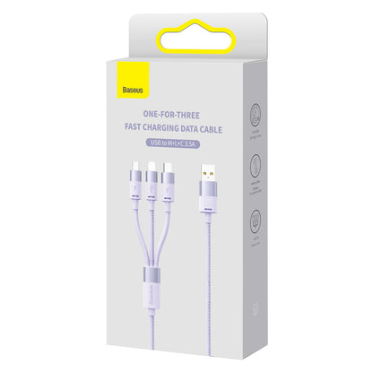 Ladekabel USB-A - Lightning / microUSB / USB-C Baseus StarSpeed 3in1, 20W, 1.2m, Lilla CAXS000005