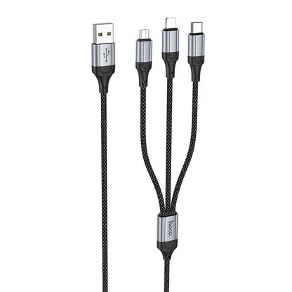 Ladekabel USB-A til Lightning / microUSB / USB-C HOCO X102 3in1, 18W, 1m, Svart 