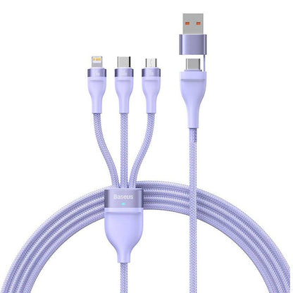 Ladekabel USB-A / USB-C - Lightning / microUSB / USB-C Baseus Flash Series II 3in1, 100W, 1.2m, Lilla CASS030105