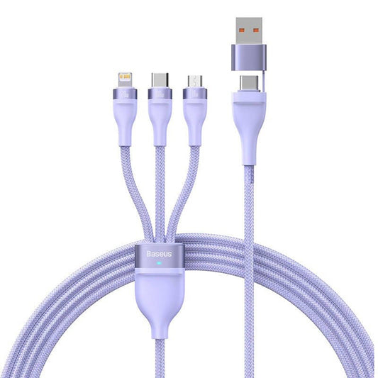 Ladekabel USB-A / USB-C - Lightning / microUSB / USB-C Baseus Flash Series II 3in1, 100W, 1.2m, Lilla CASS030105