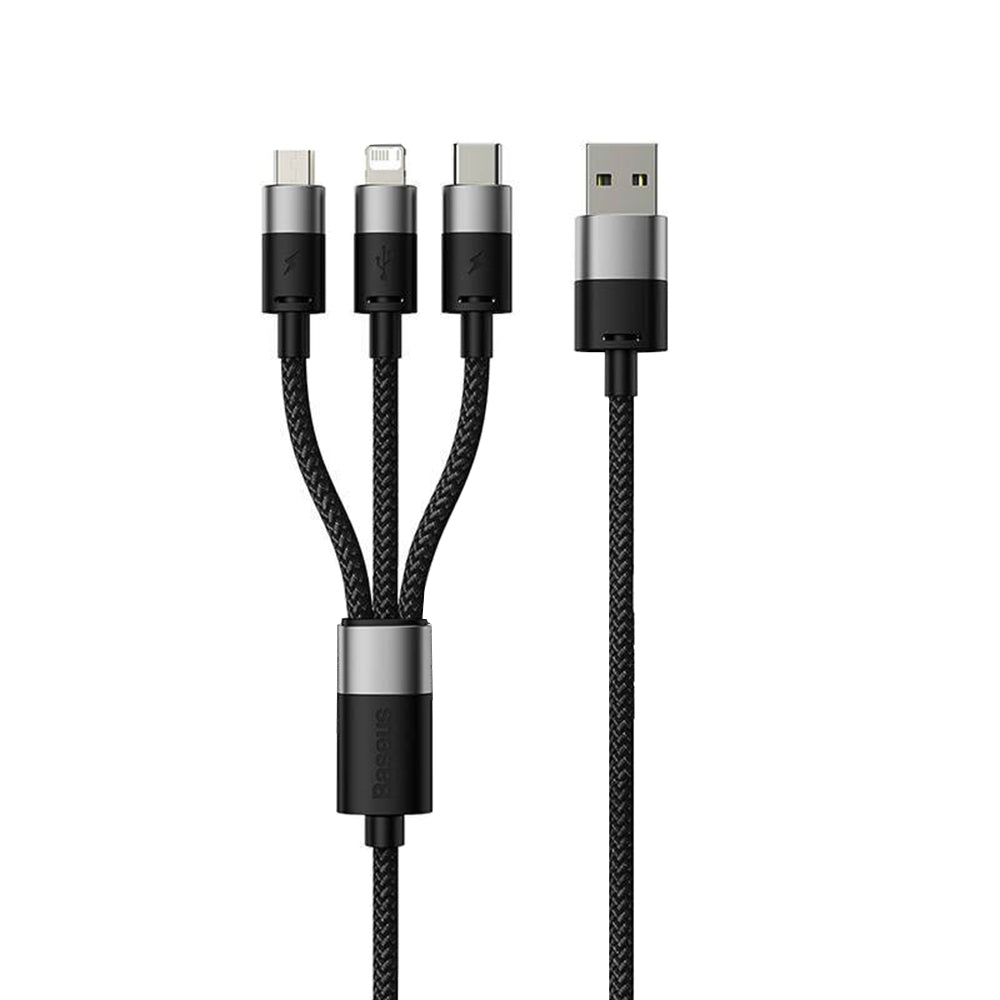 USB-A - Lightning / microUSB / USB-C Baseus StarSpeed 3in1 ladekabel, 20W, 0.6m, Svart P10319900111-00