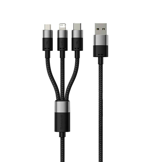 USB-A - Lightning / microUSB / USB-C Baseus StarSpeed 3in1 ladekabel, 20W, 0.6m, Svart P10319900111-00
