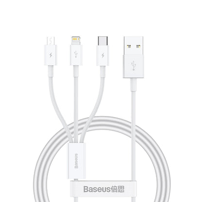 USB-A - Lightning / microUSB / USB-C Baseus Superior 3in1 Series ladekabel, 20W, 1m, Hvit P10320105221-00