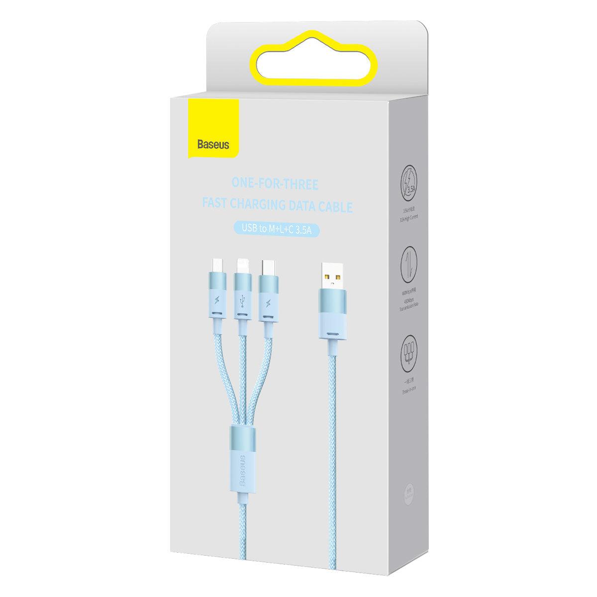 USB-A - Lightning / microUSB / USB-C Baseus StarSpeed 3in1 ladekabel, 20W, 1.2m, Blå CAXS000017