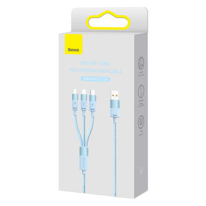 USB-A - Lightning / microUSB / USB-C Baseus StarSpeed 3in1 ladekabel, 20W, 1.2m, Blå CAXS000017