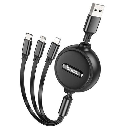 Ladekabel USB-A - Lightning / microUSB / USB-C HOCO X75 3in1, 18W, 1m, Svart