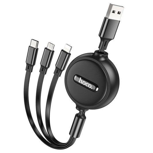 Ladekabel USB-A - Lightning / microUSB / USB-C HOCO X75 3in1, 18W, 1m, Svart