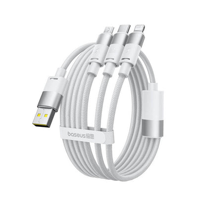 USB-A - Lightning / microUSB / USB-C Baseus StarSpeed ladekabel, 100W, 1.5m, Hvit P10319900211-00