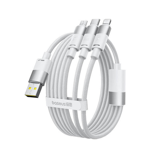 USB-A - Lightning / microUSB / USB-C Baseus StarSpeed ladekabel, 100W, 1.5m, Hvit P10319900211-00
