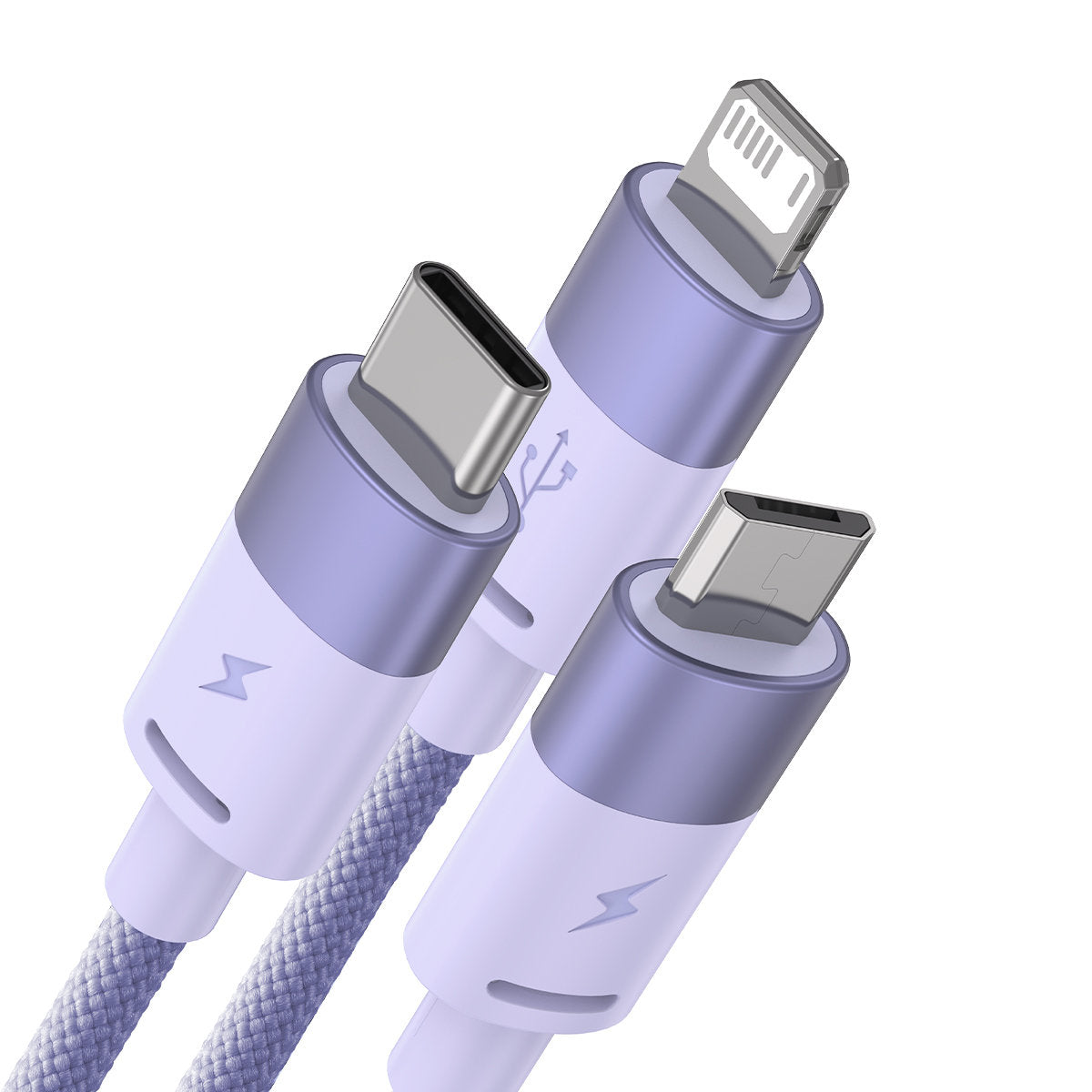 Ladekabel USB-A - Lightning / microUSB / USB-C Baseus StarSpeed 3in1, 20W, 1.2m, Lilla CAXS000005