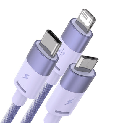 Ladekabel USB-A - Lightning / microUSB / USB-C Baseus StarSpeed 3in1, 20W, 1.2m, Lilla CAXS000005